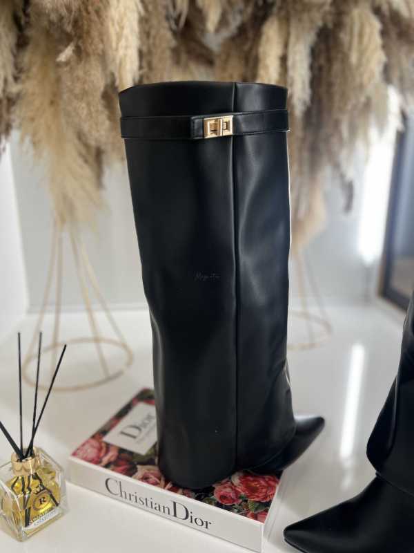 B751 Buty Kozaki Damskie Obcas Słupek Czarne