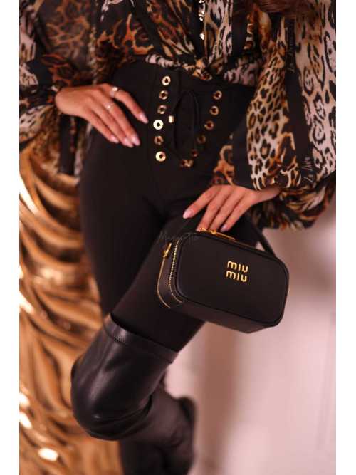 LD308 Legginsy Lycra Sznurowane Czarne