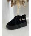 B799 Sneakersy Śniegowce Damskie Ocieplane Sznurowane Czarne