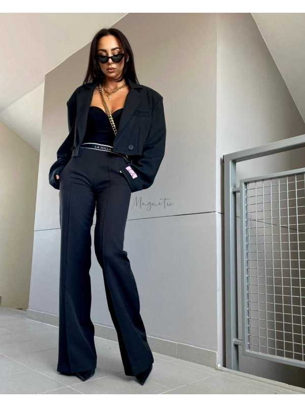 ML709 Eleganckie Spodnie La Milla Logo Czarne