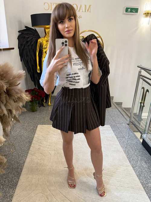 LM951 Marynarka La Milla Czekoladowa w Paski