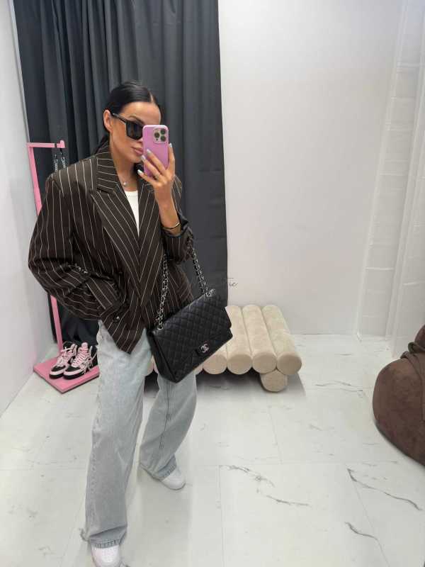 LM951 Marynarka La Milla Czekoladowa w Paski