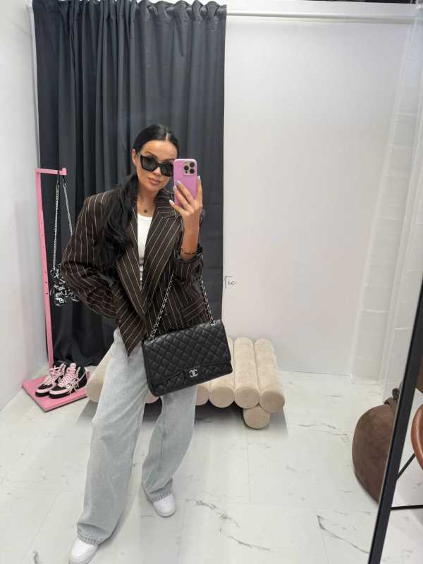 LM951 Marynarka La Milla Czekoladowa w Paski