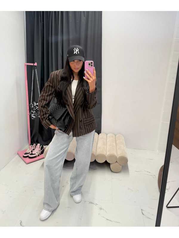 LM951 Marynarka La Milla Czekoladowa w Paski