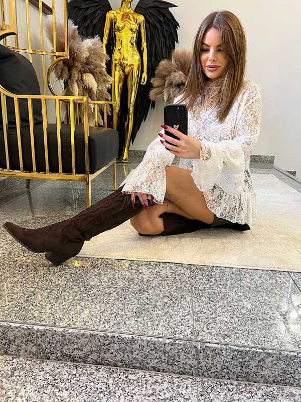 LM933 Koszula La Milla Koronka Falbanki Biała