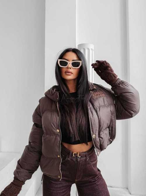 OLV866 2w1 Pikowana Zimowa Kurtka/Kamizelka OLAVOGA Czekolada