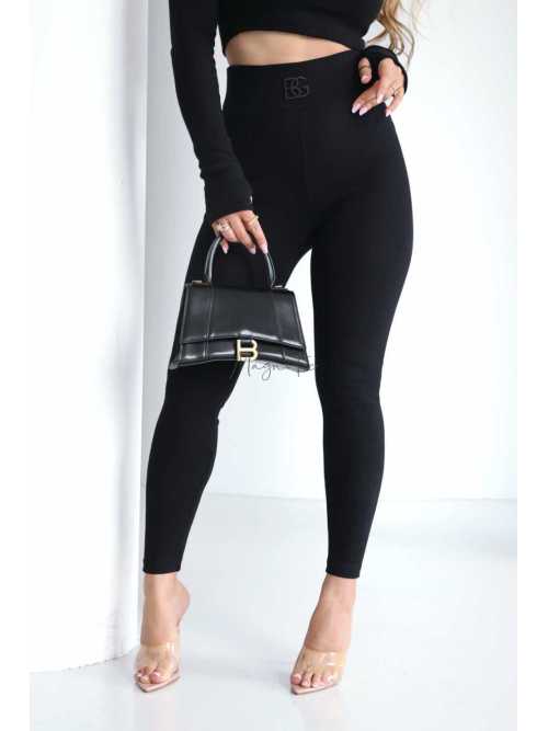 BR688 Legginsy Brandenburg Prążek Czarne