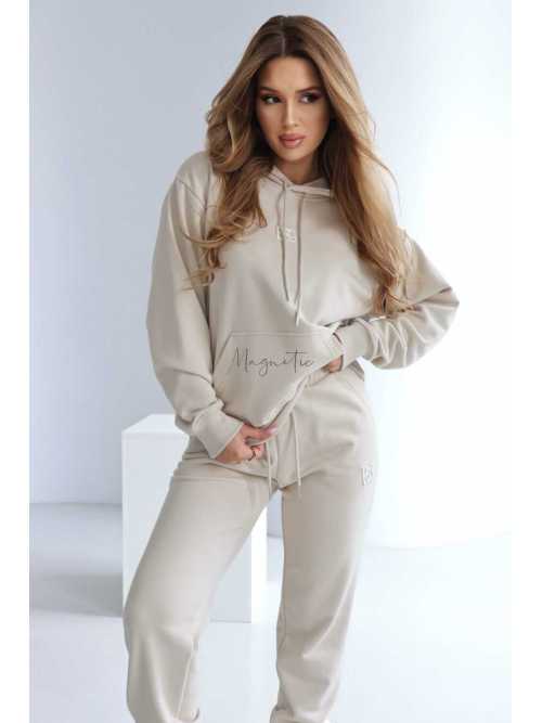 BR120 Spodnie Dresowe Damskie BG Classic Beżowe