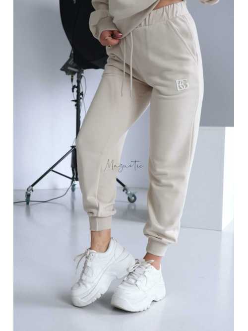 BR120 Spodnie Dresowe Damskie BG Classic Beżowe