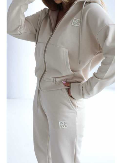 BR686 Bluza Damska BRANDENBURG Classic na Zamek Beżowa