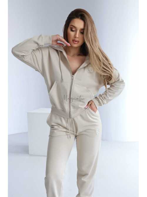 BR686 Bluza Damska BRANDENBURG Classic na Zamek Beżowa