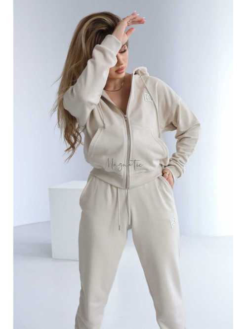 BR686 Bluza Damska BRANDENBURG Classic na Zamek Beżowa