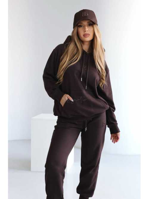 BR685 Bluza Damska BRANDENBURG Classic Kangurka Czekolada