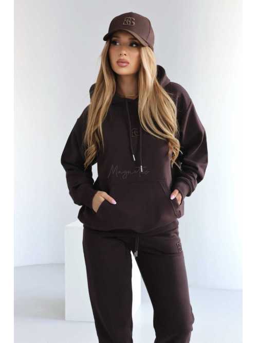 BR685 Bluza Damska BRANDENBURG Classic Kangurka Czekolada