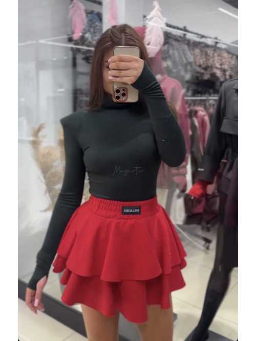 ML975 Spódnico-spodenki Falbanki Milla Czerwone