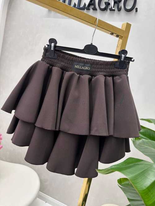 ML975 Spódnico-spodenki Falbanki Milla Ciemny Beż