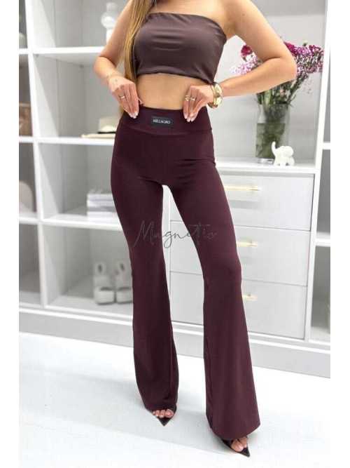 ML036 Legginsy Modelujące Dzwony Push Up Lycra Ciemne Wino