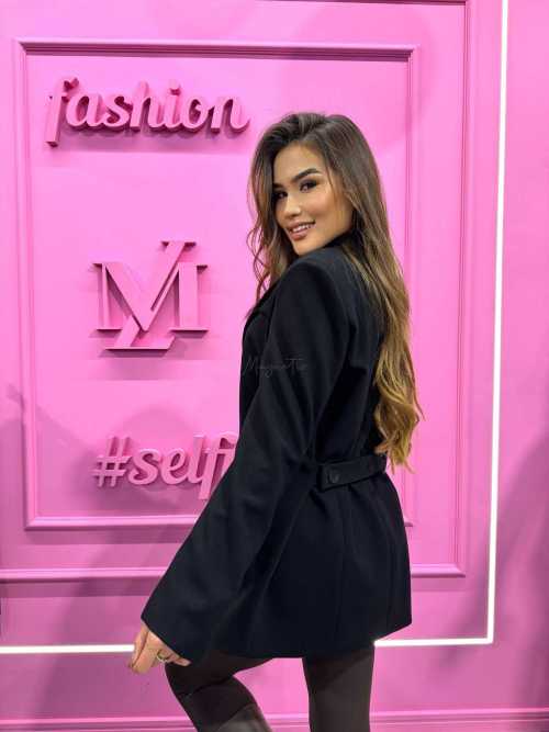 ML977 Marynarka Taliowana Patka z Tyłu Czarna