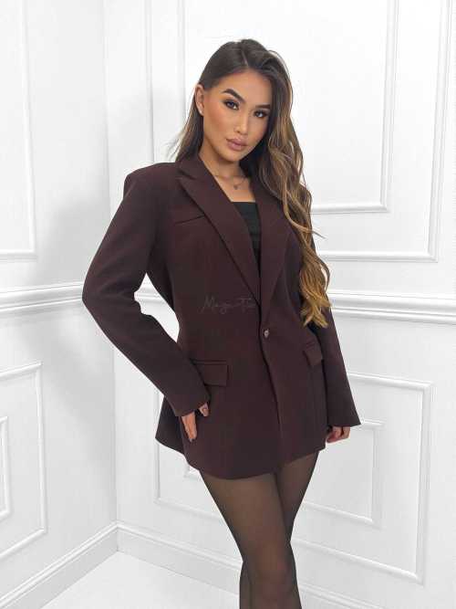 ML977 Marynarka Taliowana Patka z Tyłu Gorzka Czekoloda