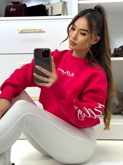 ML035 Bluza Millagro Haft Rękaw Malinowa