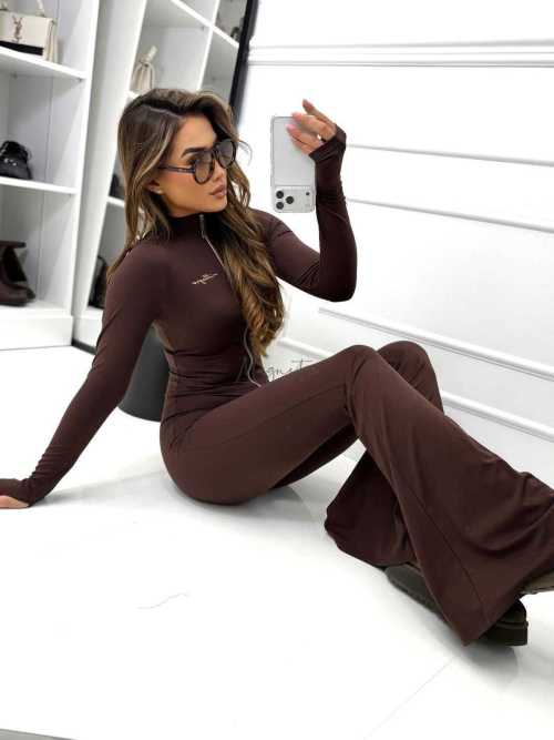 ML054 Kombinezon Modelujący Dzwony Bawełniany Gorzka Czekolada