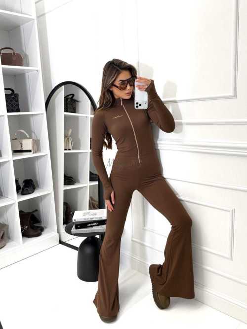 ML054 Kombinezon Modelujący Dzwony Bawełniany Mleczna Czekolada