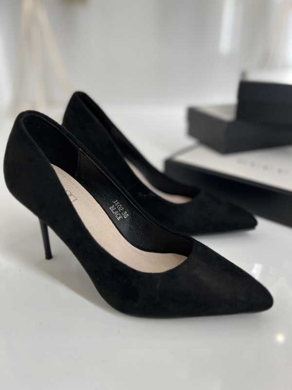 B033 Czarne Klasyczne Czółenka na Szpilce