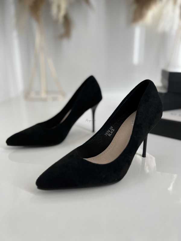 B033 Czarne Klasyczne Czółenka na Szpilce