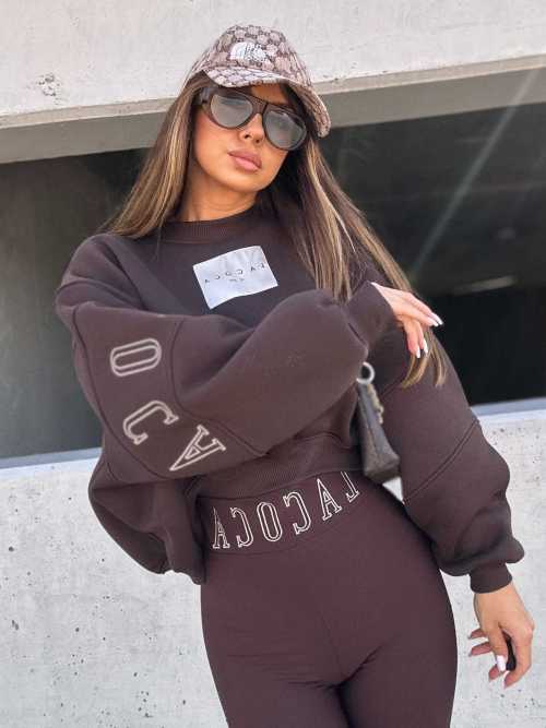 LC741 Bluza Oversize LaCoca Basketa Logo Czekolada