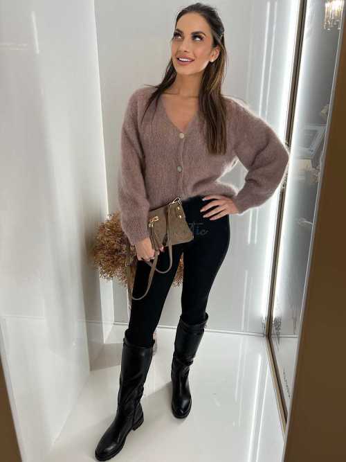 S995 Sweter na Guziki Baby Kid Mocher 80% Beżowy