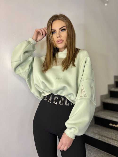 LC741 Bluza Oversize LaCoca Logo Mięta
