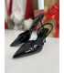 B098 Eleganckie Czarne Szpilki Slingback Lakier