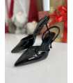 B098 Eleganckie Czarne Szpilki Slingback Lakier