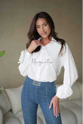 LV093 Elegancka Koszula La Vestiono Rosa Biała