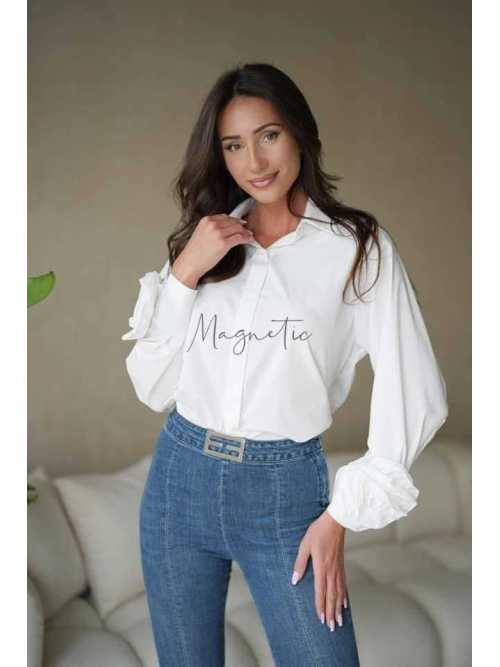 LV093 Elegancka Koszula La Vestiono Rosa Biała