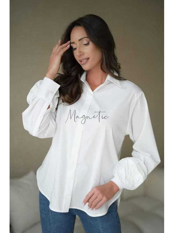 LV093 Elegancka Koszula La Vestiono Rosa Biała