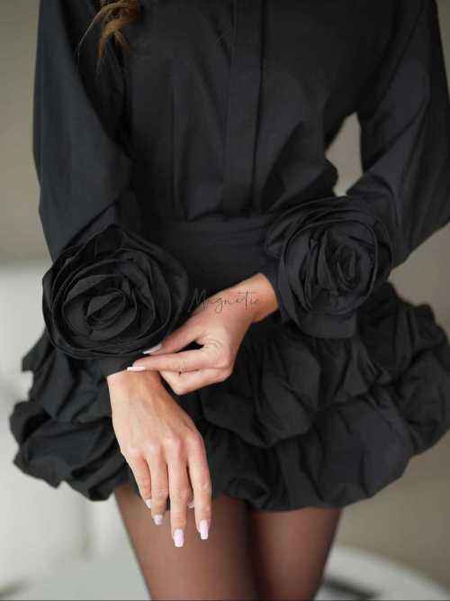 LV093 Elegancka Koszula La Vestino Rosa Czarna