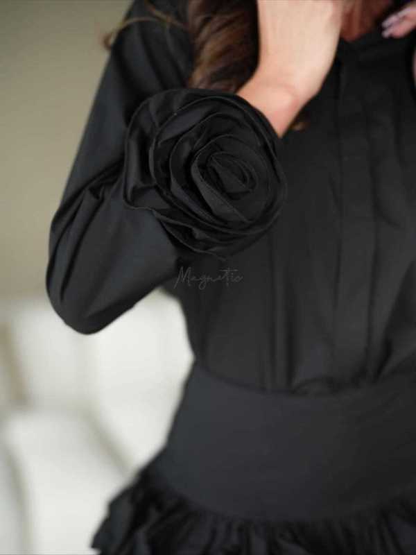 LV093 Elegancka Koszula La Vestino Rosa Czarna