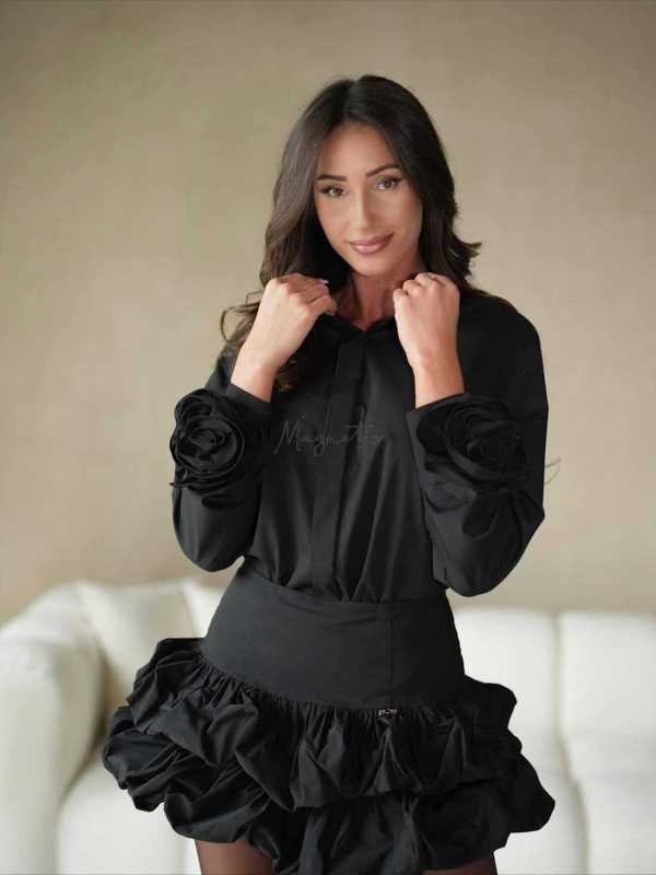 LV093 Elegancka Koszula La Vestino Rosa Czarna