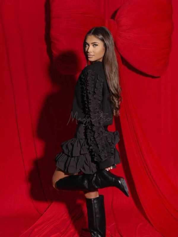 LV086 Spódnica Rina z falbankami La Vestino Czarna