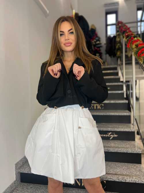 LV085 Spódnica Sempre z Zamkiem La Vestino Biała