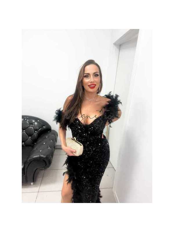 AD113 Sukienka Maxi Million Dollar Złota