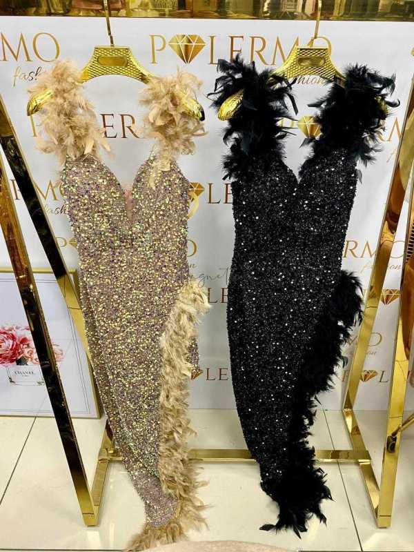 AD113 Sukienka Maxi Million Dollar Złota