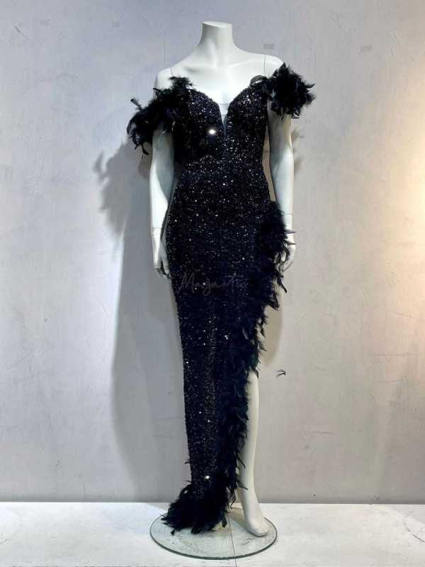 AD113 Sukienka Maxi Million Dollar Złota