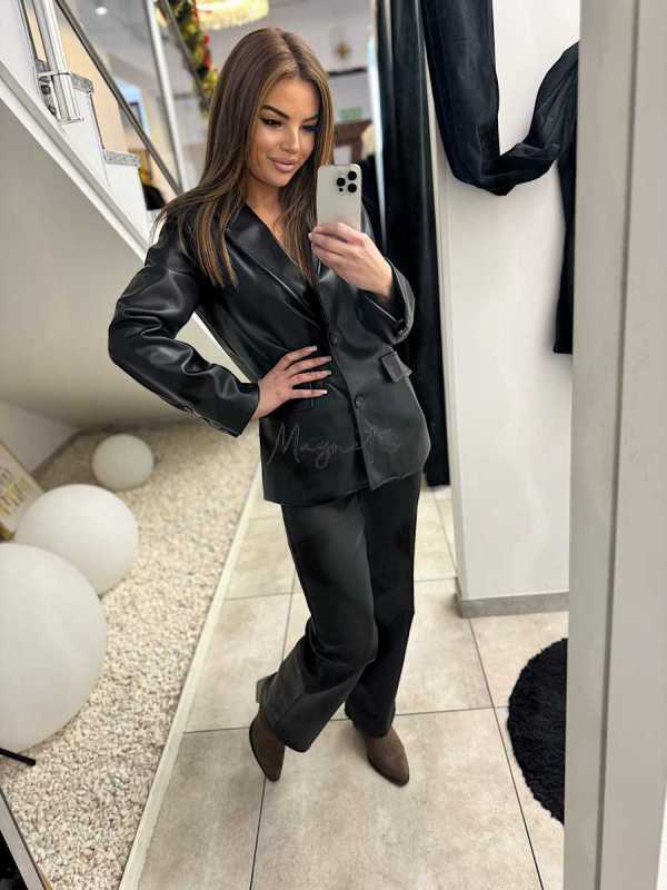 DM763 Marynarka z Ekoskóry + pasek Czarna