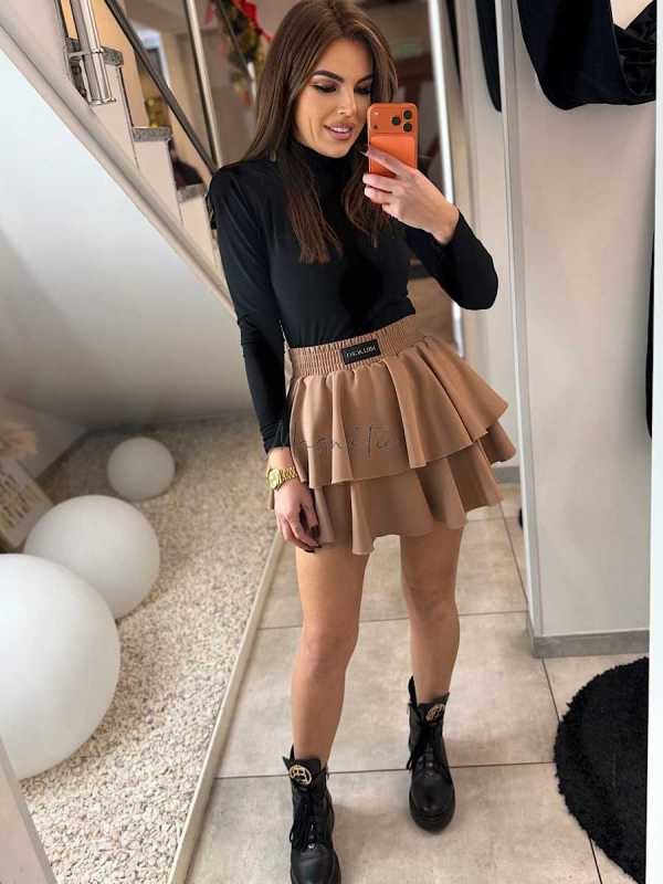 ML975 Spódnico-spodenki Falbanki Milla Beżowe