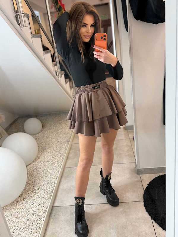 ML975 Spódnico-spodenki Falbanki Milla Mocca