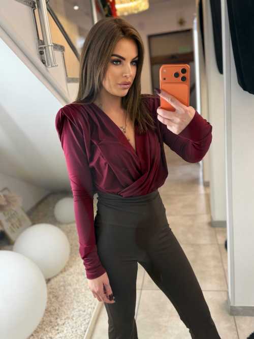 ML986 Body Mel z Dekoltem w Serek Bordowe