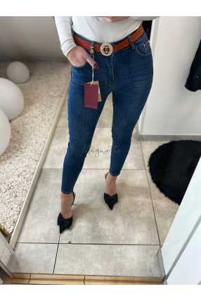 NB700 Spodnie Granatowe Skinny Jeansy Push Up + Pasek