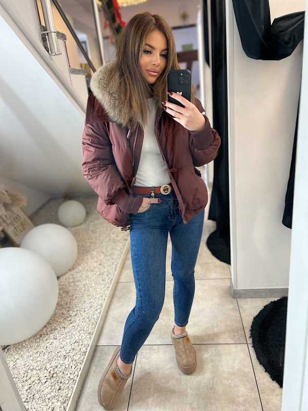 NB700 Spodnie Granatowe Skinny Jeansy Push Up + Pasek